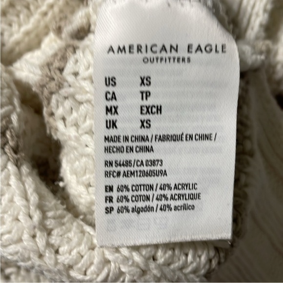 💰American Eagle NWOT Semi Cropped Knit Striped Sweater Oversized XS fits upto XL - Picture 7 of 7